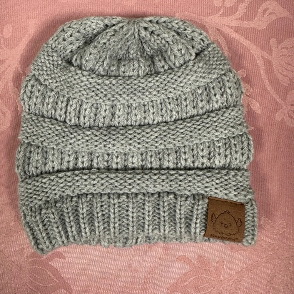 KeaBabies Kids Cable Knit Beanie Set Pink Gray Winter Ribbed Hat 2 Pack